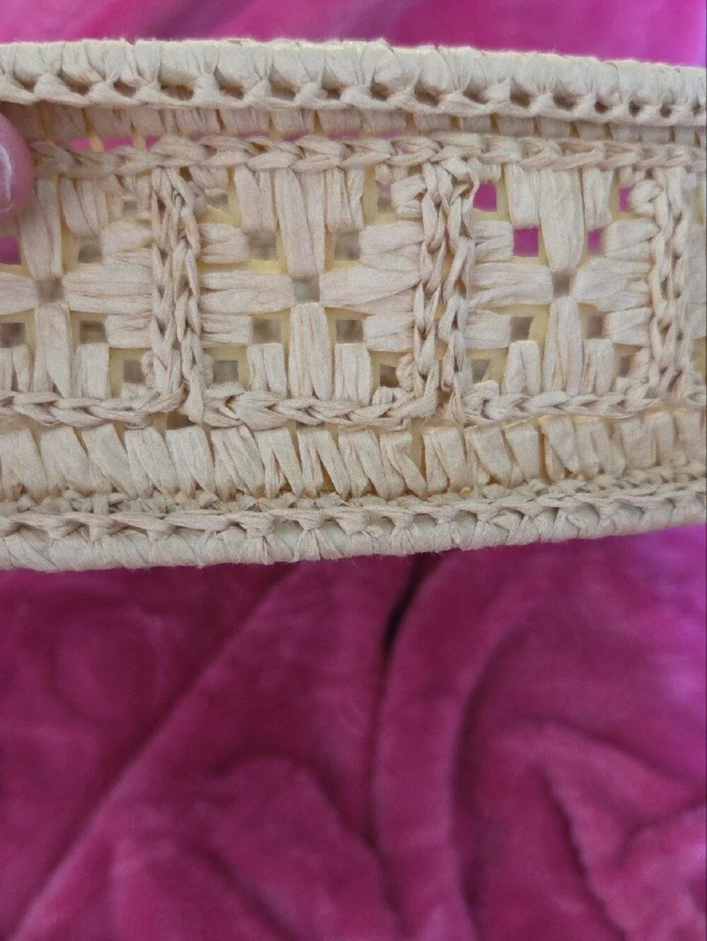 Crate&Barrel Natural Woven Round Serving Tray with White Removable Center